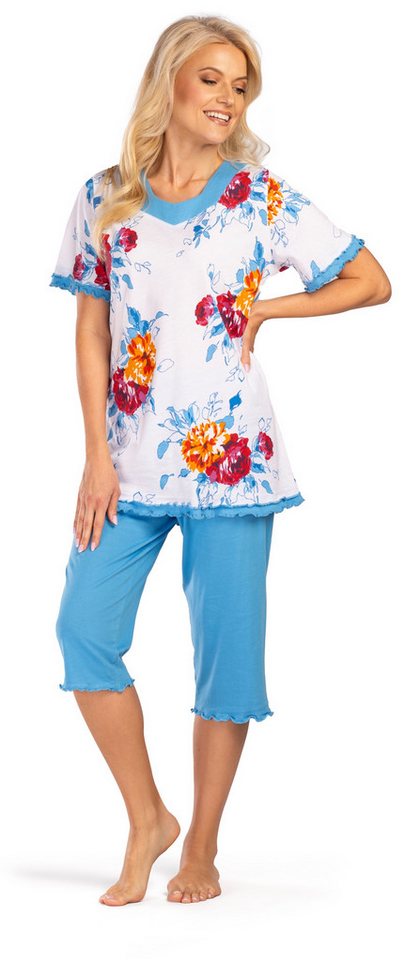 Consult-Tex Capri-Pyjama Damen Capri Bermuda Pyjama DF638cd (Spar-Set, 1 Set) hautsymphatische Baumwolle-Jersey – Bild 2 von 5