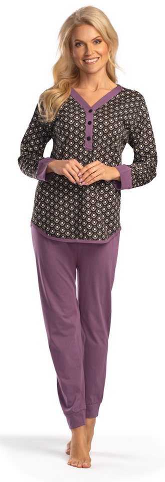 Consult-Tex Pyjama Damen Langarm Pjama, Schlafanzug mit Knopfleiste (Packung, 1 Stück) in langer Form – Bild 2 von 4
