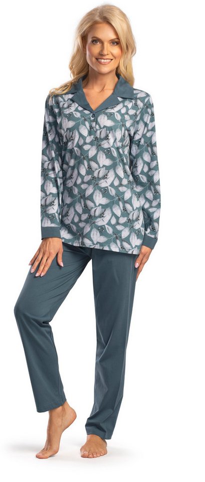 Consult-Tex Pyjama Damen Langarm Pyjama, Schlafanzug mit Reverskragen (Packung, 1 Stück) in langer Form – Bild 2 von 5