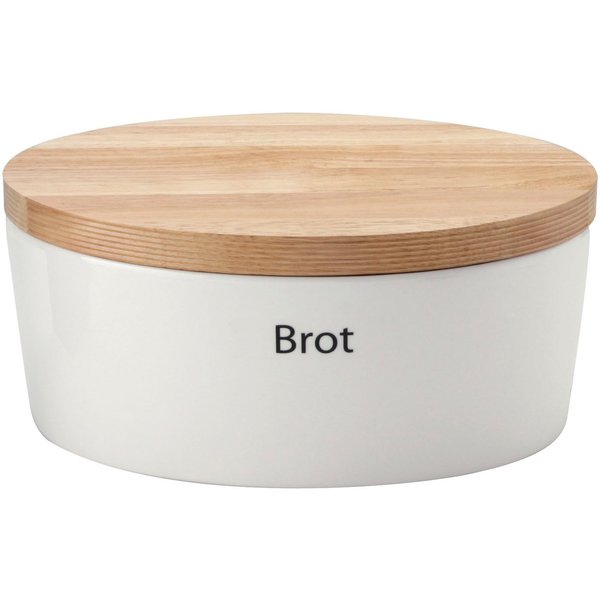Continenta Brotkasten, Keramik, (1-tlg), Brottopf, mit Holzdeckel, auch als Brotschneidbrett nutzbar