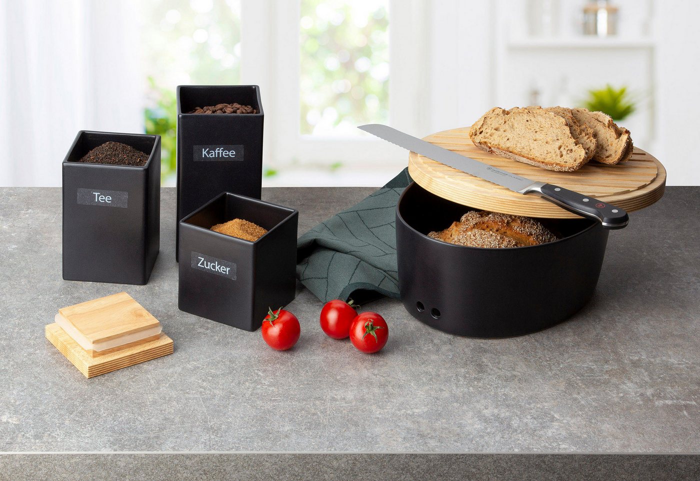 Continenta Kaffeedose, Keramik, Massivholz, (1-tlg), Kaffeedose – Bild 2 von 5