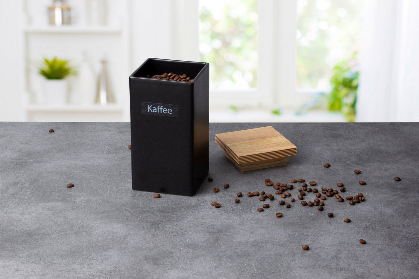 Continenta Kaffeedose, Keramik, Massivholz, (1-tlg), Kaffeedose – Bild 4 von 5