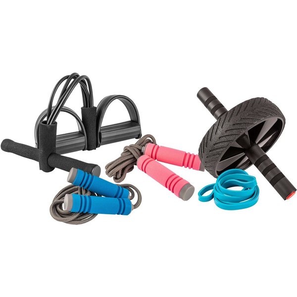 - CONTRAER - Bauchtrainer Fitness Set Bauchroller Springseile Fitnessband Bauchmuskeltrainer (5-St)