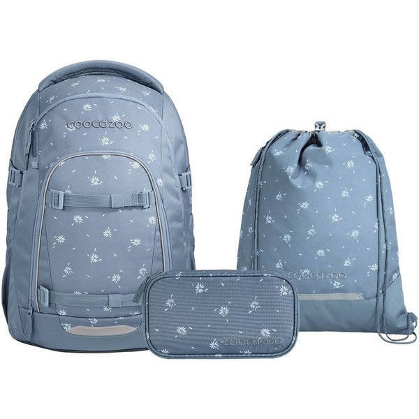 coocazoo Schulranzen Schulrucksack-Set MATE Bloomy Daisy 3-teilig (3-teilig), ergonomisch, Körpergröße: 135 - 180 cm, Easy-Grow-System