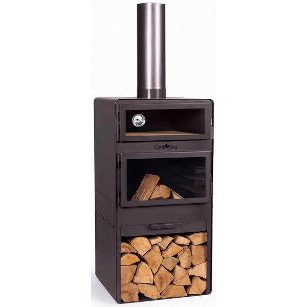 CookKing Grillkamin Terrassenofen Vento Plus, inkl. Pizzaofen, Stahl, 50x50x150 cm