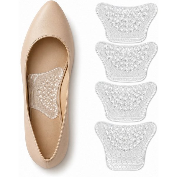 COOL-i ® Einlegesohlen Fußgewölbe Pads 2 Paar, Gel Arch Support Einlagen mit 2 Höhen, selbstklebend & zuschneidbar