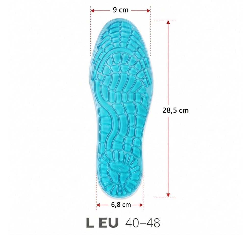 COOL-i ® Einlegesohlen Gel-Einlegesohlen,Silikon-Schuheinlagen mit Fußgewölbestütze, zuschneidbar,Stoßdämpfend, atmungsaktiv & waschbar – Bild 2 von 5