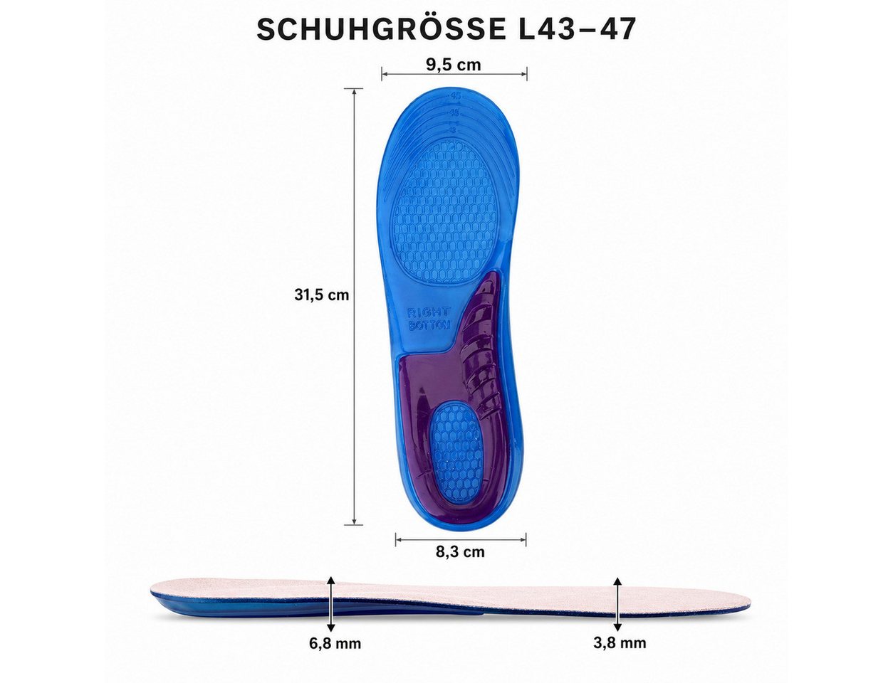 COOL-i ® Einlegesohlen Gel-Einlegesohlen – Orthopädisch, stoßdämpfend, weich & bequem, für Ferse, Fersensporn & müde Füße – Unisex & waschbar – Bild 2 von 5