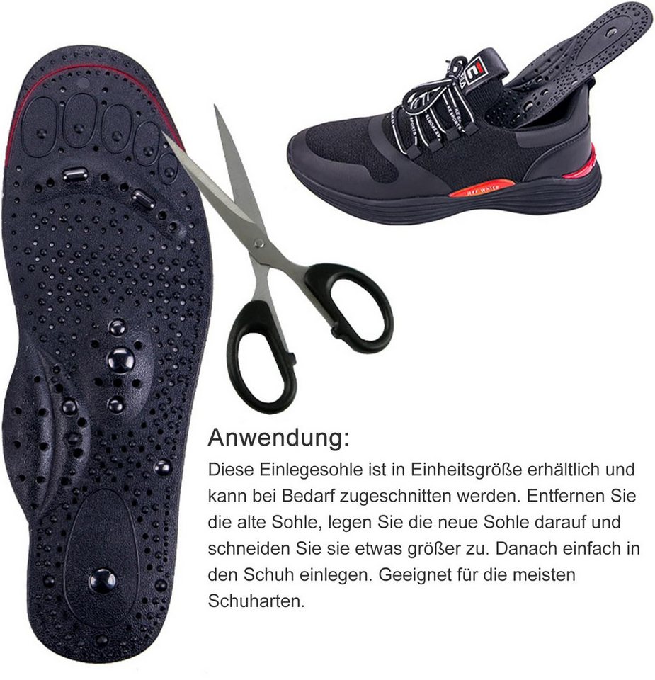 COOL-i ® Einlegesohlen Magnetische Massage-Einlegesohlen – Akupressur Fußsohlen Pads, für Damen & Herren, zuschneidbar, atmungsaktiv – Bild 5 von 5