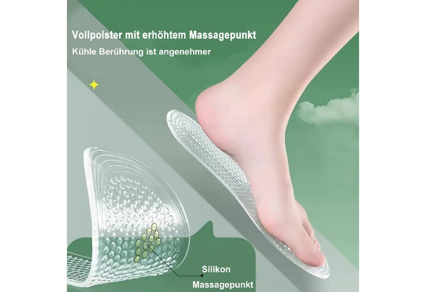 COOL-i ® Einlegesohlen Silikon-Massage-Einlegesohlen – Rutschfest & atmungsaktiv, für Druckentlastung & Komfort – Bild 5 von 5