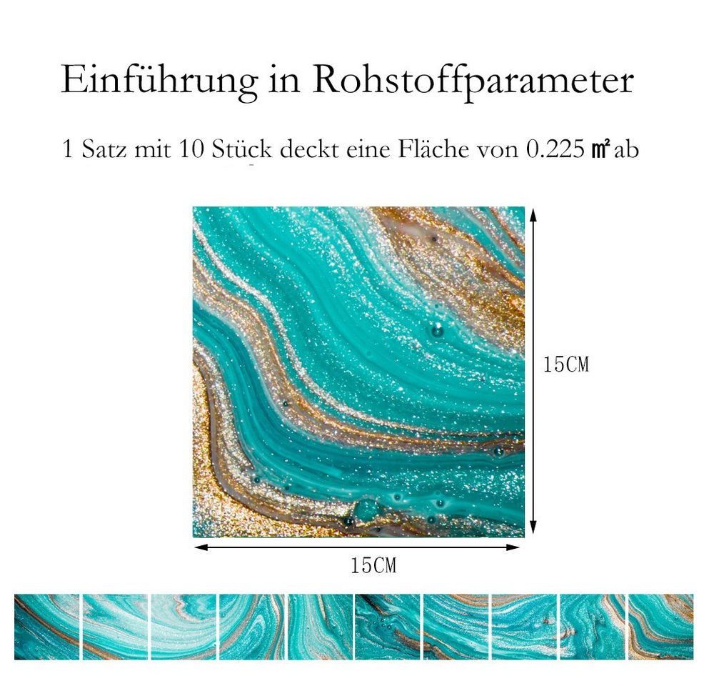 COOL-i ® Fliesenaufkleber, 10 St PVC Selbstklebende,(10cm,15cm zwei Größen) – Bild 2 von 5