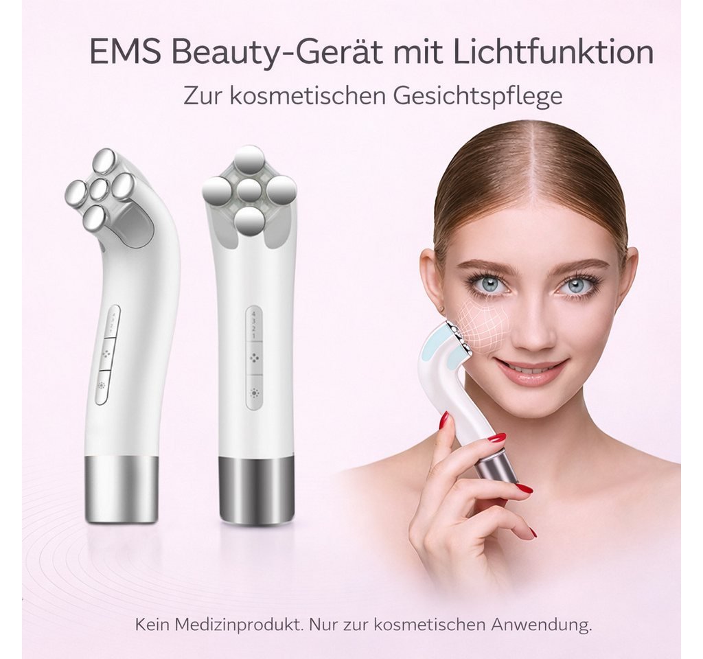 COOL-i ® Gesichtsmassagegerät Multifunktionales RF-EMS-LED Beautygerät,Gesichts- & Halsmassage, Wärmepflege, Lichtpflege, kabellos & wiederaufladbar – Bild 2 von 5