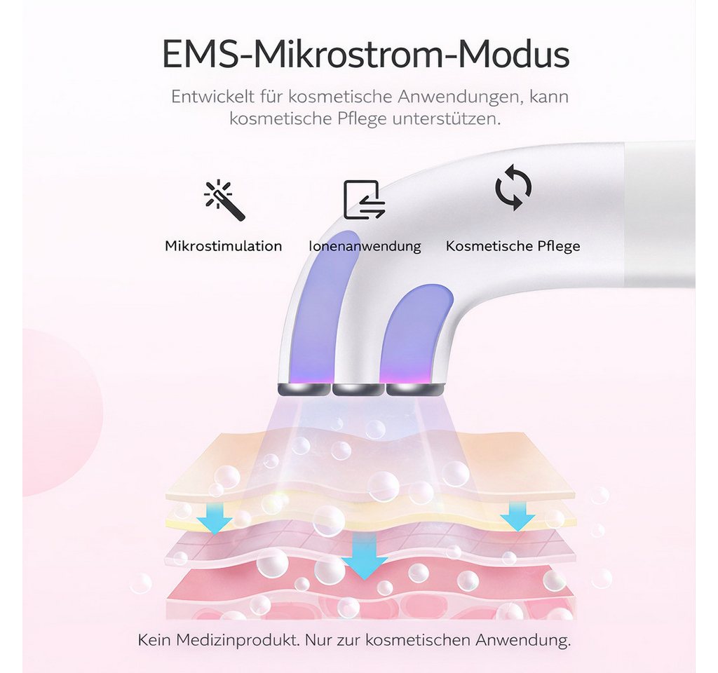 COOL-i ® Gesichtsmassagegerät Multifunktionales RF-EMS-LED Beautygerät,Gesichts- & Halsmassage, Wärmepflege, Lichtpflege, kabellos & wiederaufladbar – Bild 4 von 5