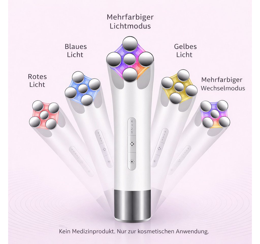 COOL-i ® Gesichtsmassagegerät Multifunktionales RF-EMS-LED Beautygerät,Gesichts- & Halsmassage, Wärmepflege, Lichtpflege, kabellos & wiederaufladbar – Bild 5 von 5