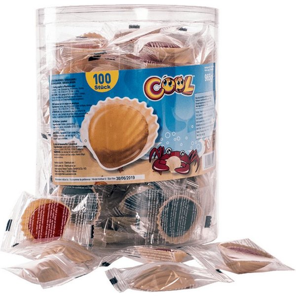 COOL Süßigkeit, Cool Schleckmuscheln Frucht und Cola Geschmack 4fach sortiert 965g
