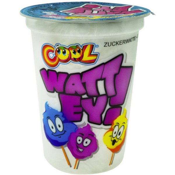 COOL Süßigkeit, Cool Watt Ey Zuckerwatte im Becher süßer Snack verschiedene Farben 20g
