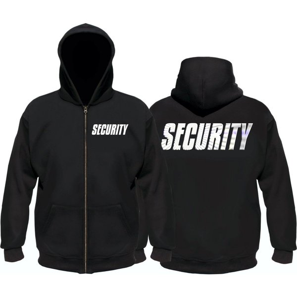 coole-fun-t-shirts Kapuzensweatshirt SECURITY Sweatshirt mit Kapuze Hoodie Zipper Schwarz S - 5XL Security Sweatshirt Schwarz mit Print