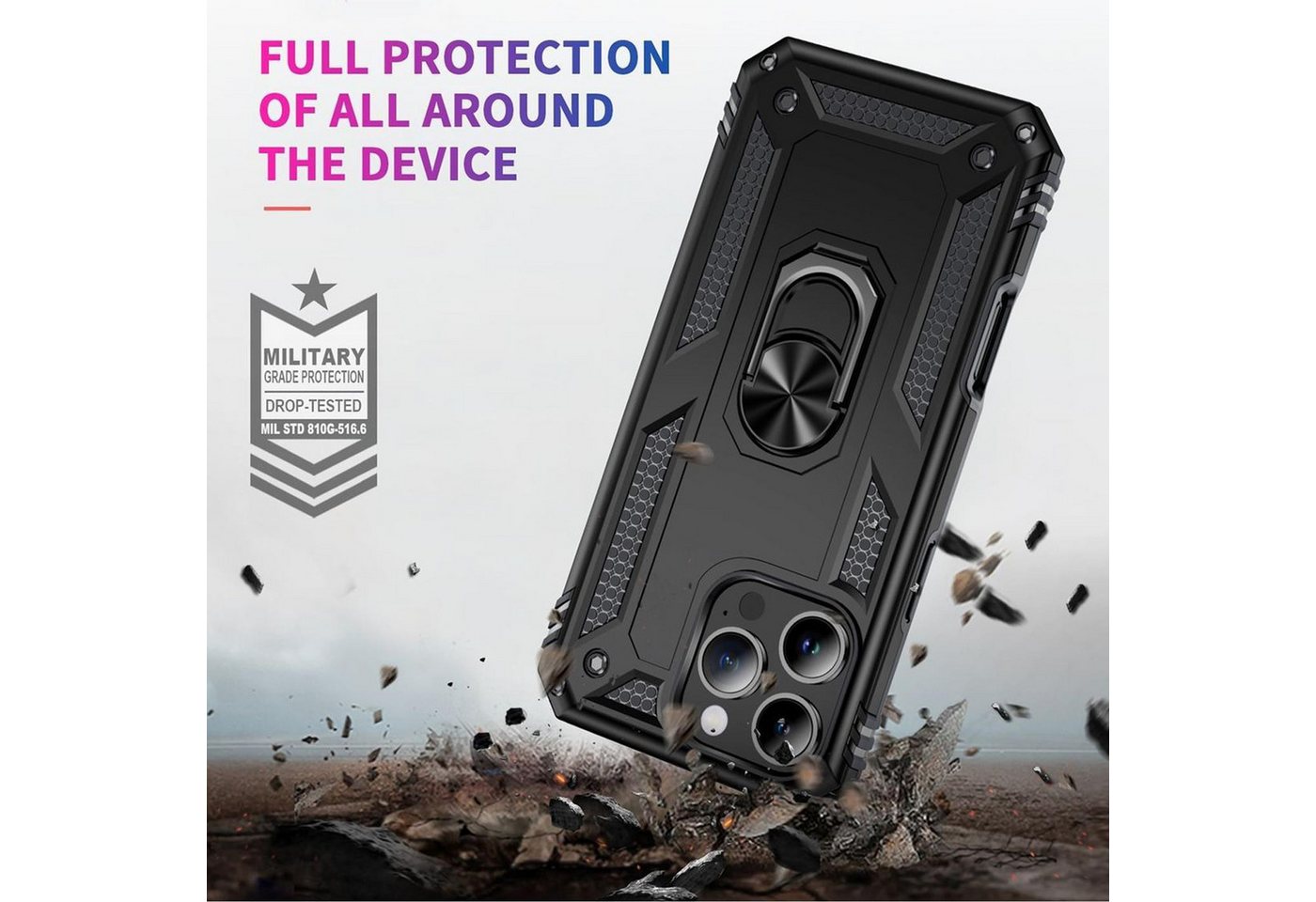 CoolGadget Handyhülle Armor Shield Case für Apple iPhone 16 Pro Max 6,9 Zoll, Outdoor Cover Magnet Ringhalterung Handy Hülle für iPhone 16 Pro Max – Bild 2 von 5