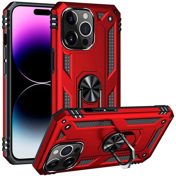 CoolGadget Handyhülle Armor Shield Case für Apple iPhone 14 Pro 6,1 Zoll, Outdoor Cover mit Magnet Ringhalterung Handy Hülle für iPhone 14 Pro
