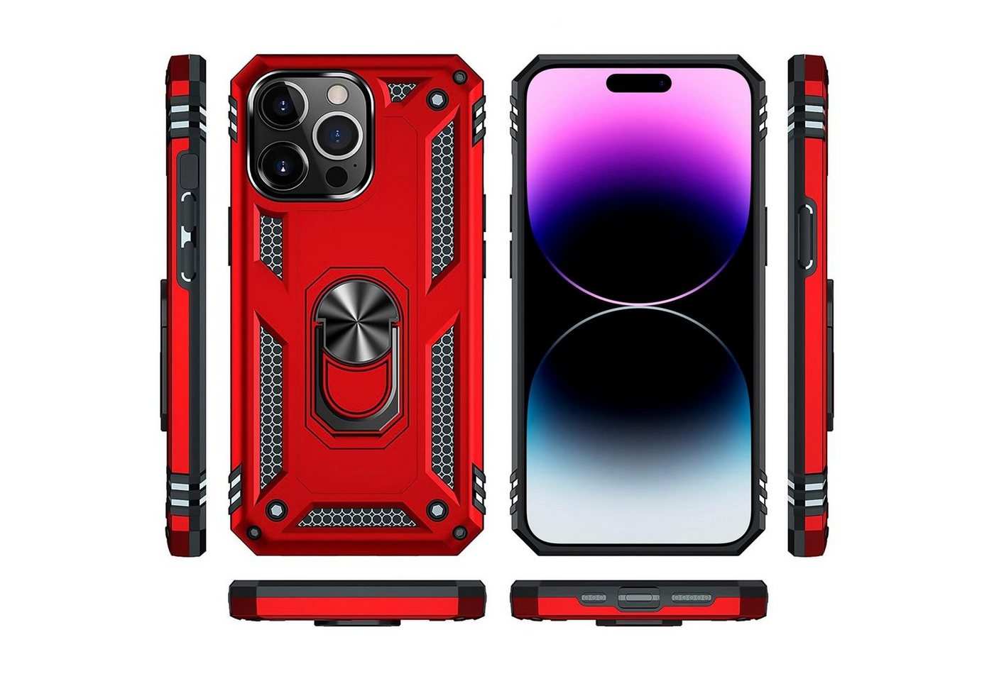 CoolGadget Handyhülle Armor Shield Case für Apple iPhone 14 Pro 6,1 Zoll, Outdoor Cover mit Magnet Ringhalterung Handy Hülle für iPhone 14 Pro – Bild 2 von 5