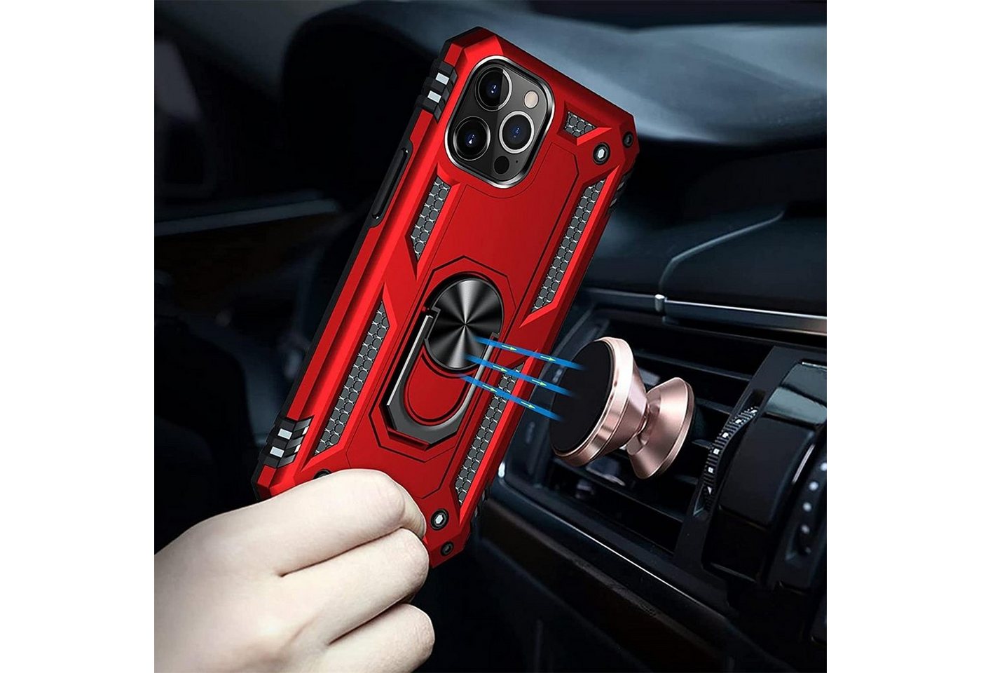 CoolGadget Handyhülle Armor Shield Case für Apple iPhone 14 Pro 6,1 Zoll, Outdoor Cover mit Magnet Ringhalterung Handy Hülle für iPhone 14 Pro – Bild 4 von 5