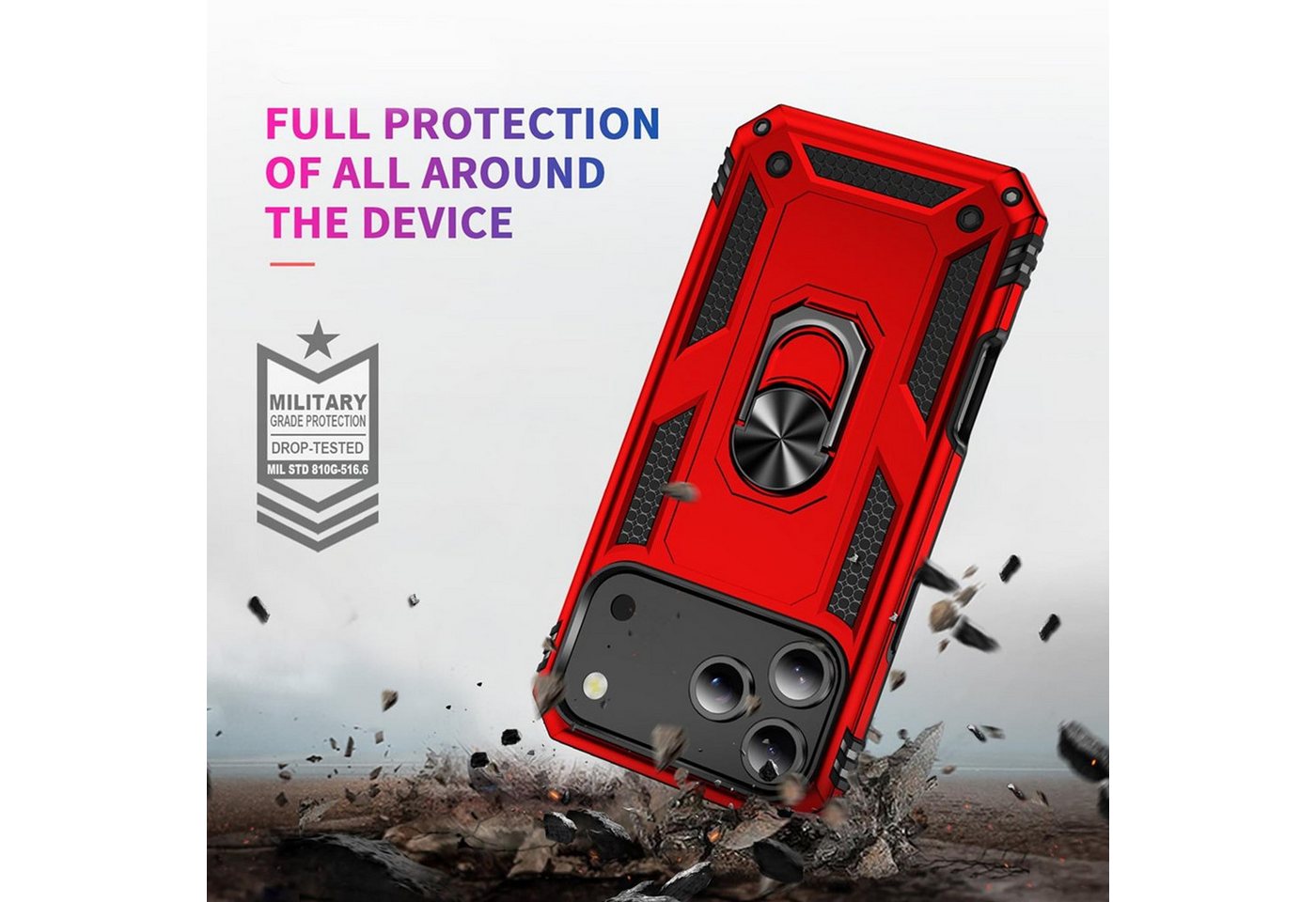 CoolGadget Handyhülle Armor Shield Case für Apple iPhone 17 Pro Max 6,9 Zoll, Outdoor mit Magnet Ringhalterung Handy Hülle für iPhone 17 Pro Max – Bild 4 von 5