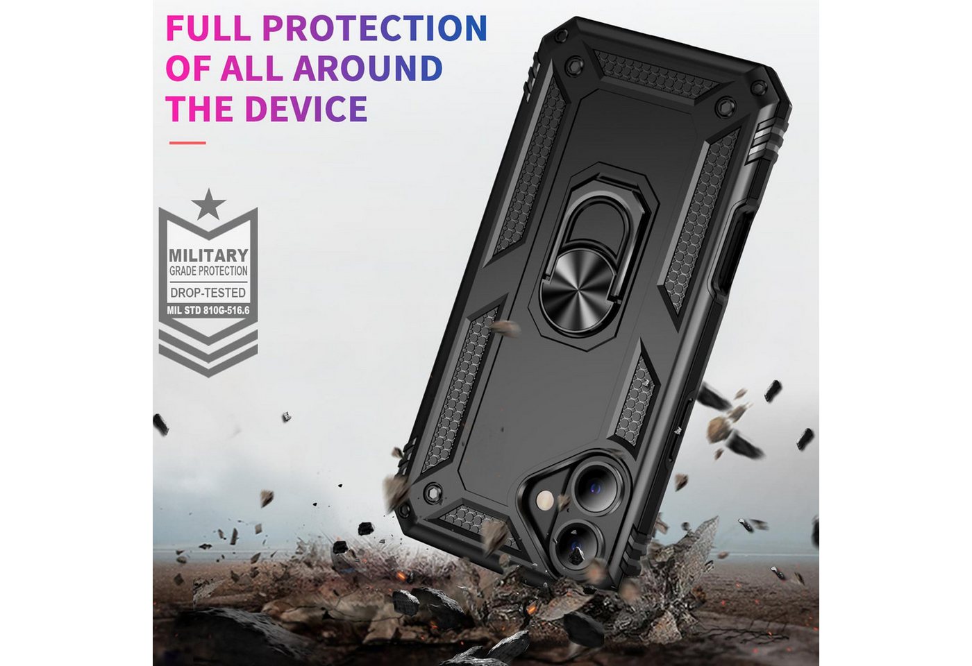 CoolGadget Handyhülle Armor Shield Case für Apple iPhone 17 6,3 Zoll, Outdoor Cover mit Magnet Ringhalterung Handy Hülle für iPhone 17 – Bild 2 von 5