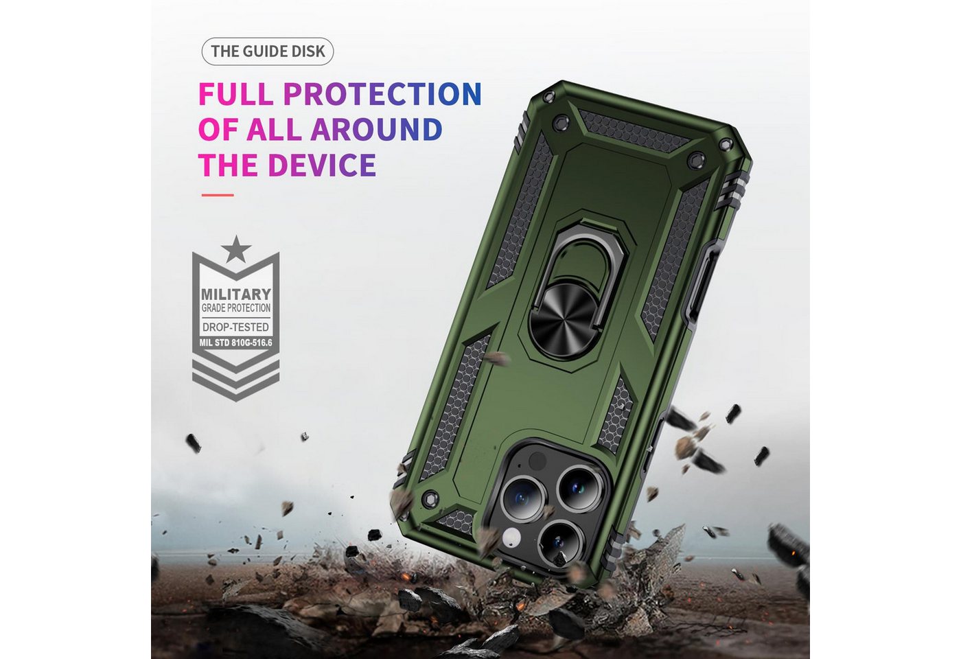 CoolGadget Handyhülle Armor Shield Case für Apple iPhone 16 Pro Max 6,9 Zoll, Outdoor Cover Magnet Ringhalterung Handy Hülle für iPhone 16 Pro Max – Bild 2 von 5