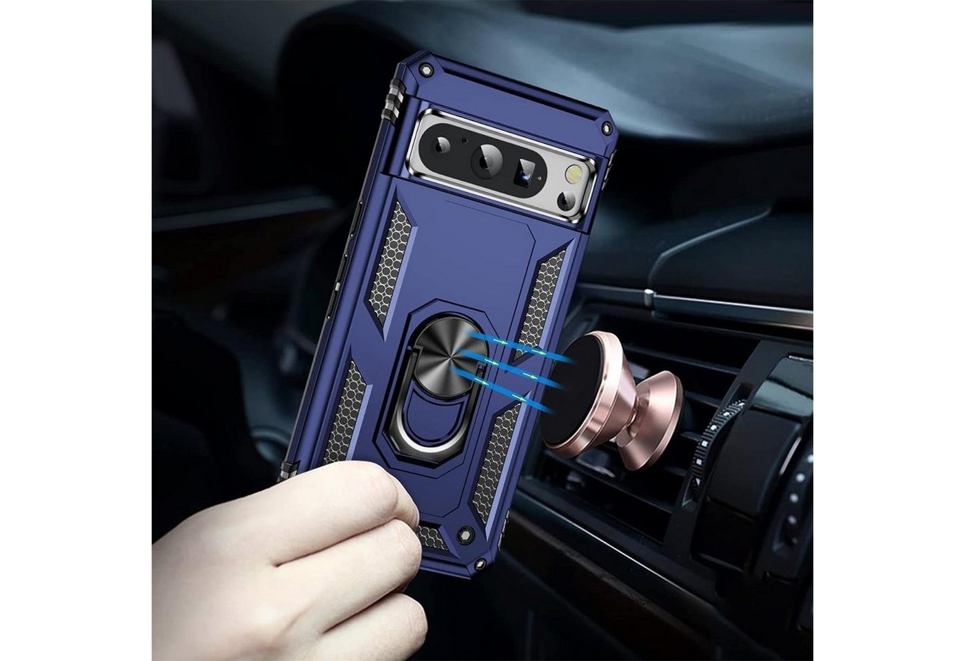 CoolGadget Handyhülle Armor Shield Case für Google Pixel 8 Pro 6,7 Zoll, Outdoor Cover Magnet Ringhalterung Handy Hülle für Pixel 8 Pro – Bild 4 von 5