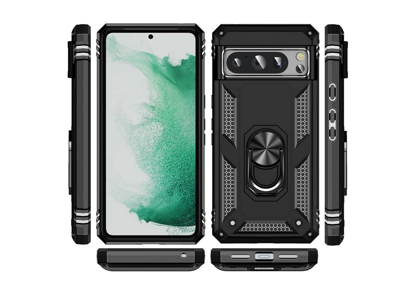 CoolGadget Handyhülle Armor Shield Case für Google Pixel 8 Pro 6,7 Zoll, Outdoor Cover Magnet Ringhalterung Handy Hülle für Pixel 8 Pro – Bild 2 von 5