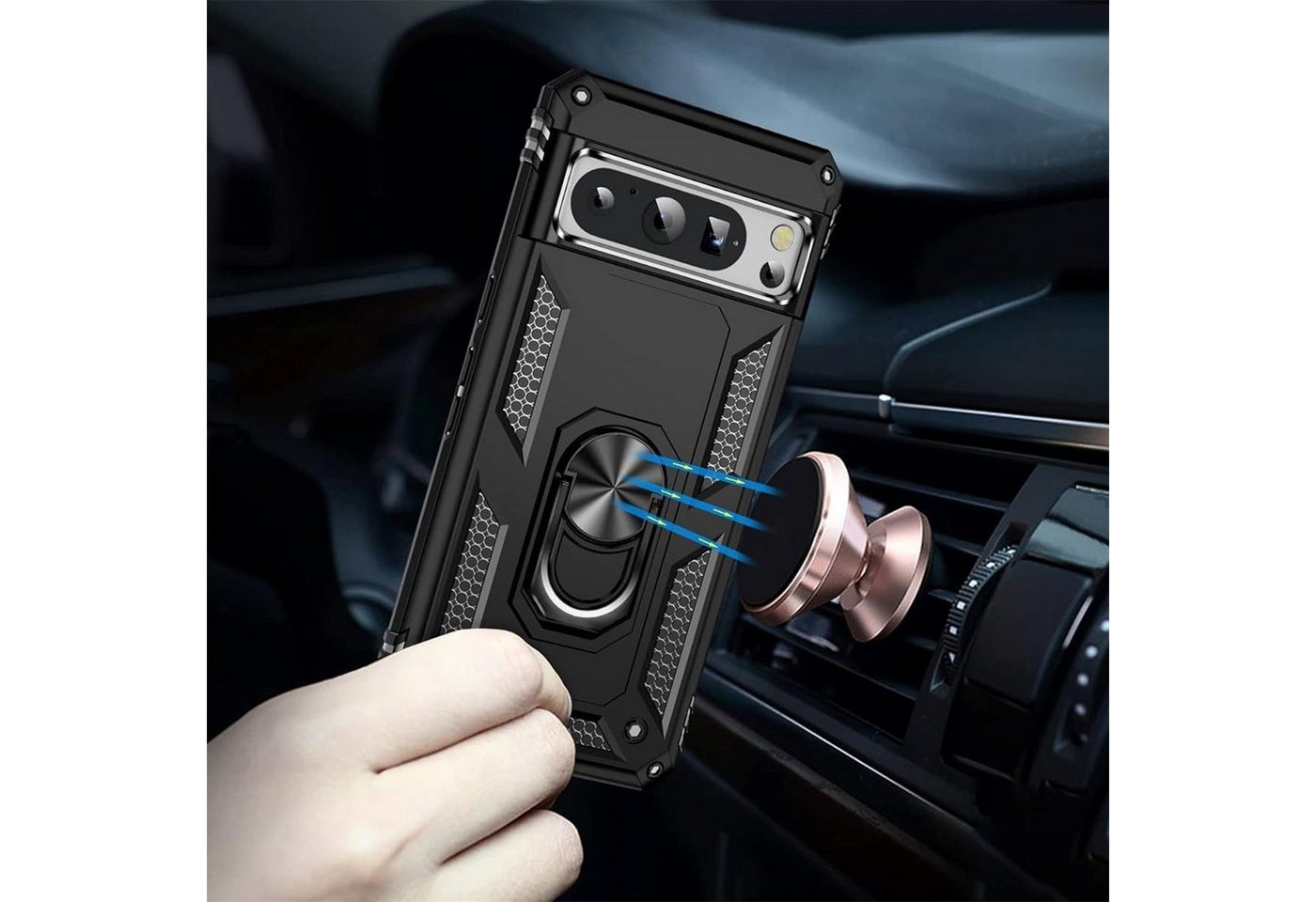 CoolGadget Handyhülle Armor Shield Case für Google Pixel 8 Pro 6,7 Zoll, Outdoor Cover Magnet Ringhalterung Handy Hülle für Pixel 8 Pro – Bild 4 von 5