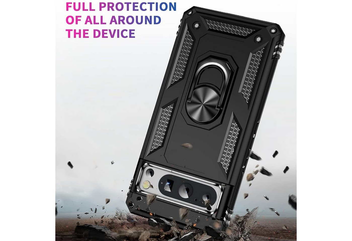 CoolGadget Handyhülle Armor Shield Case für Google Pixel 8 Pro 6,7 Zoll, Outdoor Cover Magnet Ringhalterung Handy Hülle für Pixel 8 Pro – Bild 5 von 5