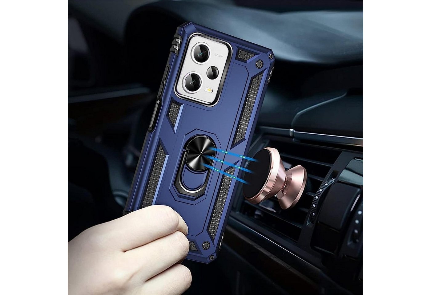 CoolGadget Handyhülle Armor Shield Case für Xiaomi Redmi Note 12 Pro+ 5G 6,67 Zoll, Outdoor Cover Magnet Ringhalterung Handy Hülle für Redmi Note 12 Pro+ – Bild 4 von 5
