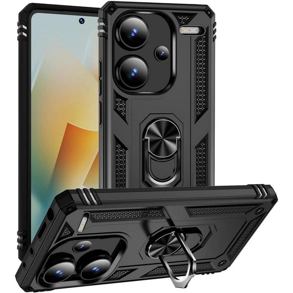 CoolGadget Handyhülle Armor Shield Case für Xiaomi Redmi Note 13 Pro+ 5G 6,67 Zoll, Outdoor Cover Magnet Ringhalter Handy Hülle für Redmi Note 13 Pro+ 5G