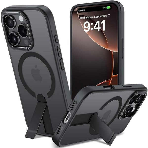 CoolGadget Handyhülle für Apple iPhone 16 6,1 Zoll, TPU Schutz Hülle Metall Ständer aufklappbar Hülle für Magsafe Zubehör
