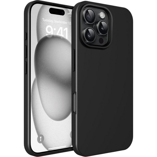 CoolGadget Handyhülle Handy Schutzhülle für Apple iPhone 16 Pro matt schwarz 6,3 Zoll, Silikon TPU Hülle Schutz Tasche Cover schlicht Slim Case