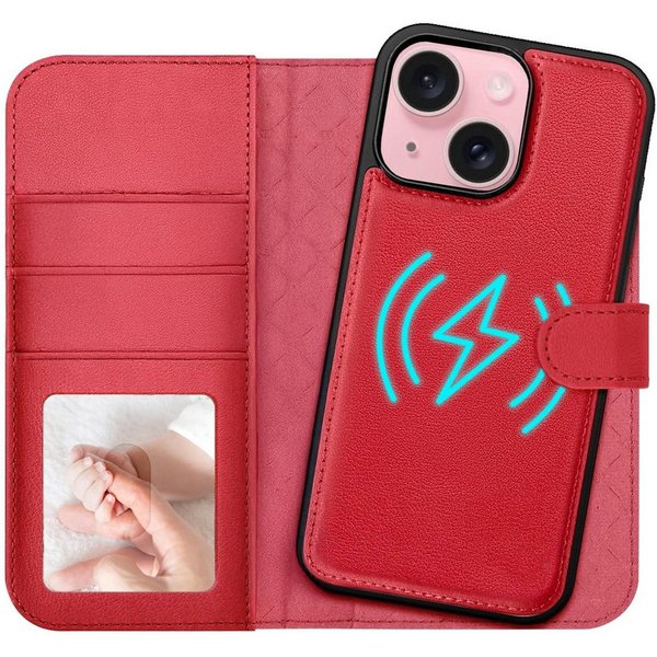 CoolGadget Handyhülle Magnet Book Case für Apple iPhone 15 Hülle + Klapphülle 6,1 Zoll, 2in1 abnehmbare magnetische RFID Schutzhülle Kartenfach Fotofenster
