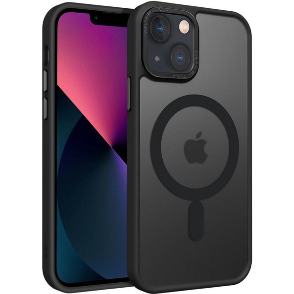 CoolGadget Handyhülle Magnet Hülle für iPhone 13 Schutzhülle mit Metall Kamerarahmen 6,1 Zoll, magnetisches Schutzcase Matt Stoßfest kompatibel mit Magsafe Zube