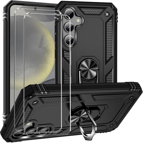 CoolGadget Handyhülle Schwarz als 2in1 Schutz Cover Set für das Samsung Galaxy A54 5G 6,4 Zoll, 2x Glas Display Schutz Folie + 1x TPU Case Hülle für Galaxy A54 