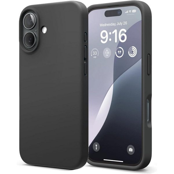 CoolGadget Handyhülle Silikon Case für das Apple iPhone 16 Slim TPU Cover 6,1 Zoll, Weiche Schutz Hülle mit Innen Fleece aus Stoff Handy Tasche