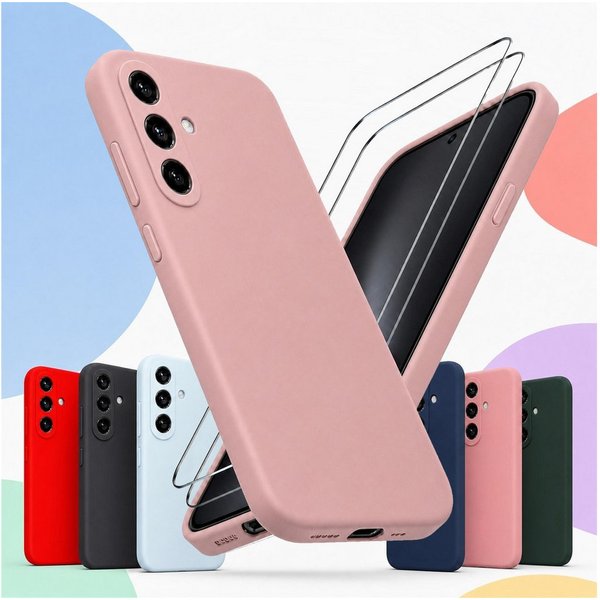 CoolGadget Handyhülle Silikon Pro Schutzhülle inkl. 2x Glas Display Schutzfolie, weiches Innenfutter Cover für Samsung Galaxy A37 5G Schutz Tasche