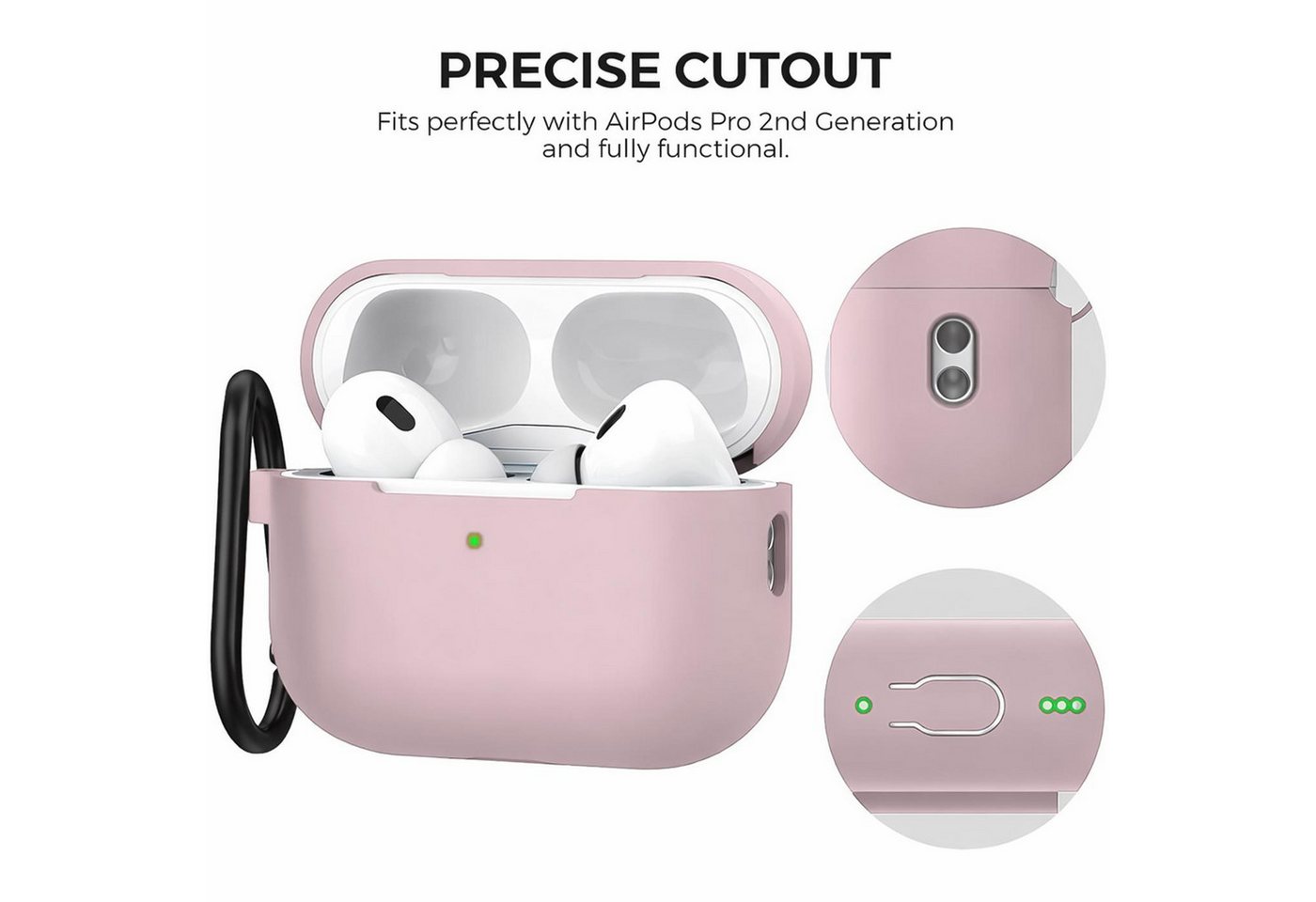 CoolGadget Kopfhörer-Schutzhülle Basic Silikon Hülle für AirPods Pro 3 Schutzhülle mit Karabiner, Soft Touch Case, stoßfest, rutschfest, 360° Schutz, kabellos l – Bild 2 von 5