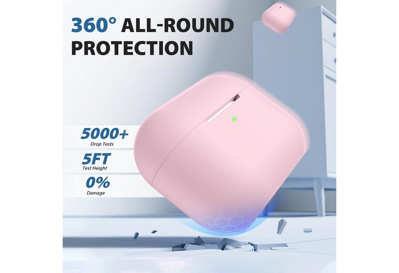 CoolGadget Kopfhörer-Schutzhülle Basic Silikon Hülle für AirPods Pro 3 Schutzhülle mit Karabiner, Soft Touch Case, stoßfest, rutschfest, 360° Schutz, kabellos l – Bild 4 von 5