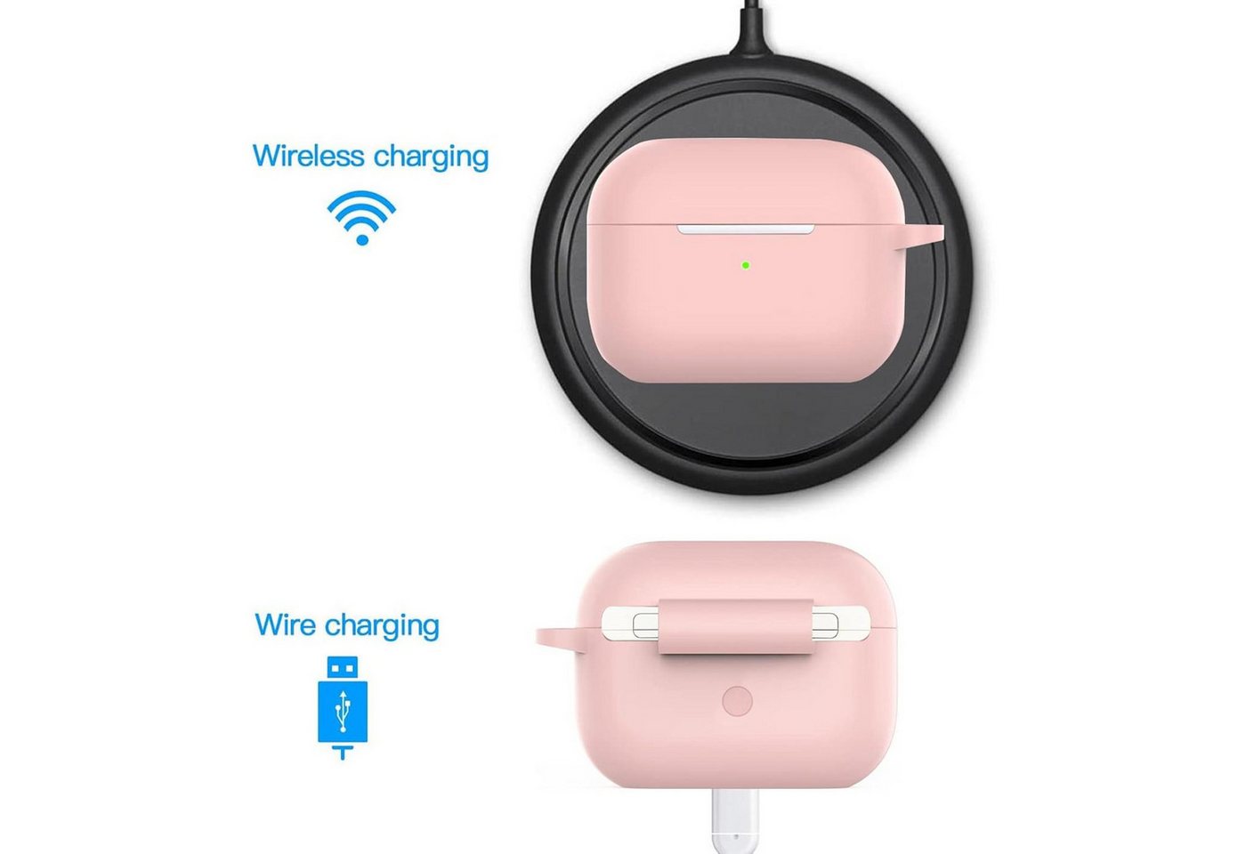 CoolGadget Kopfhörer-Schutzhülle Basic Silikon Hülle für AirPods Pro 3 Schutzhülle mit Karabiner, Soft Touch Case, stoßfest, rutschfest, 360° Schutz, kabellos l – Bild 5 von 5