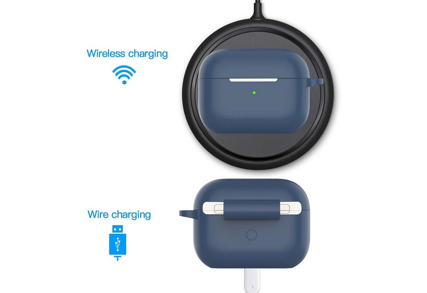 CoolGadget Kopfhörer-Schutzhülle Basic Silikon Hülle für AirPods Pro 3 Schutzhülle mit Karabiner, Soft Touch Case, stoßfest, rutschfest, 360° Schutz, kabellos l – Bild 5 von 5