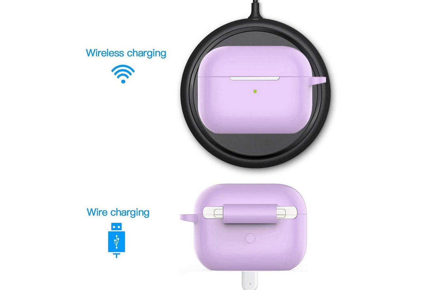 CoolGadget Kopfhörer-Schutzhülle Basic Silikon Hülle für AirPods Pro 2 Schutzhülle mit Karabiner, Soft Touch Case, stoßfest, rutschfest, 360° Schutz, kabellos l – Bild 5 von 5