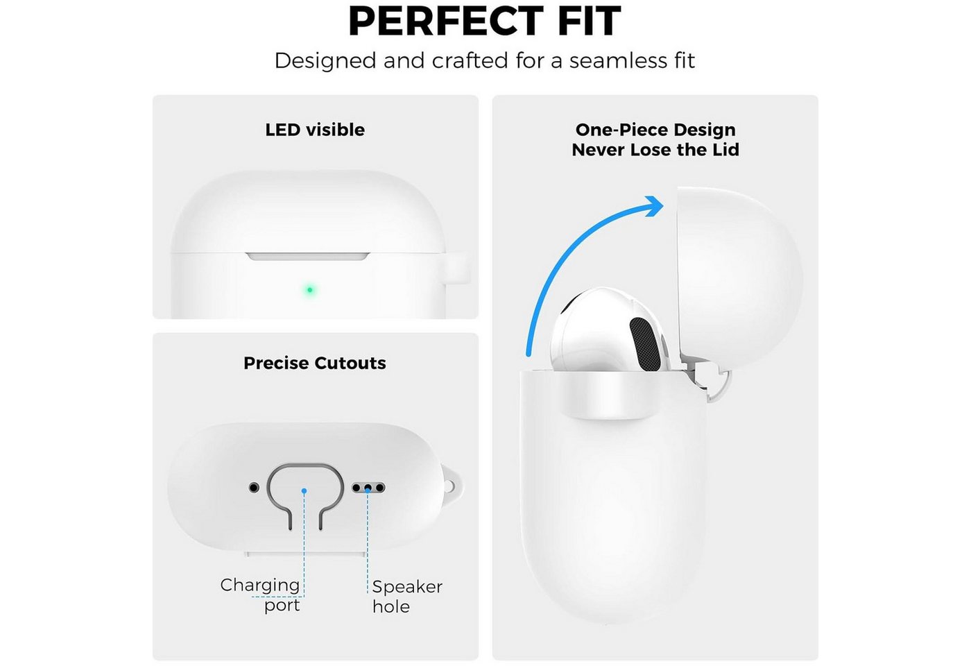CoolGadget Kopfhörer-Schutzhülle Basic Silikon Hülle für AirPods 5 Schutzhülle mit Karabiner, Soft Touch Case, stoßfest, rutschfest, 360° Schutz, kabellos ladba – Bild 2 von 5