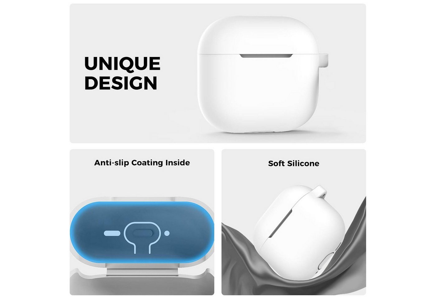 CoolGadget Kopfhörer-Schutzhülle Basic Silikon Hülle für AirPods 5 Schutzhülle mit Karabiner, Soft Touch Case, stoßfest, rutschfest, 360° Schutz, kabellos ladba – Bild 5 von 5