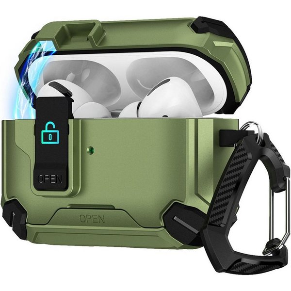 CoolGadget Kopfhörer-Schutzhülle Defender Hülle für Apple AirPods Pro 3 magnetisch mit Karabiner, 360° Full-Body Case Schutzhülle Handy Standfunktion magnetisch
