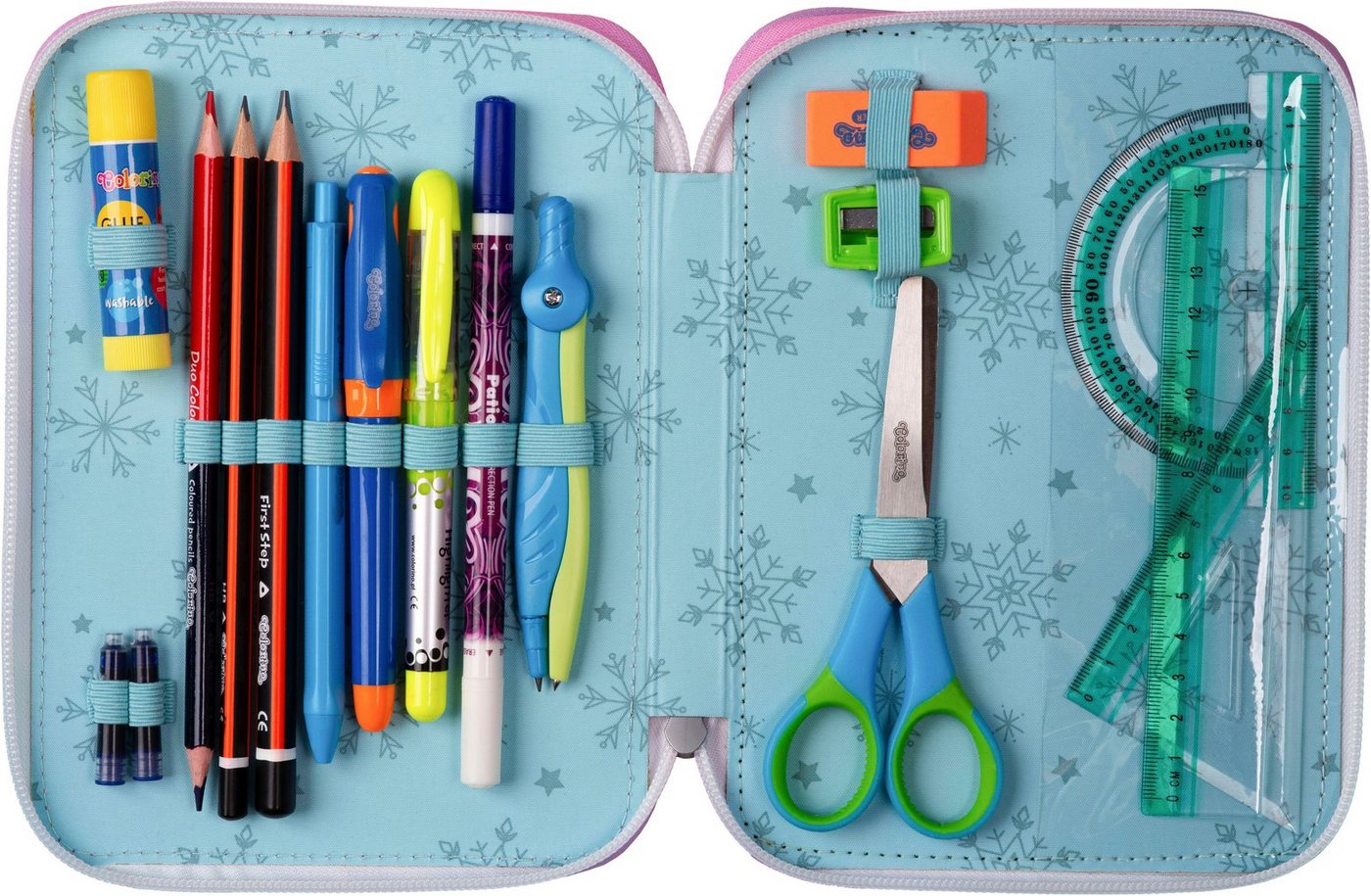CoolPack Federmäppchen Etui XL, Disney, Frozen, mit 2 Reißverschlüssen, befüllt – Bild 2 von 5